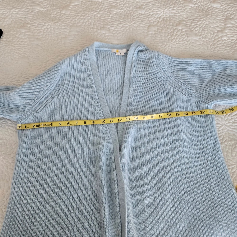 Boden Light Blue Wool Alpaca Blend Ribbed Open Front Cardigan Sweater M K0565 - Picture 5 of 7